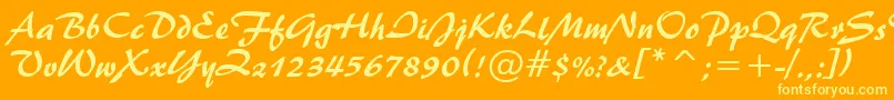 フォントBrush445Bt – オレンジの背景に黄色の文字