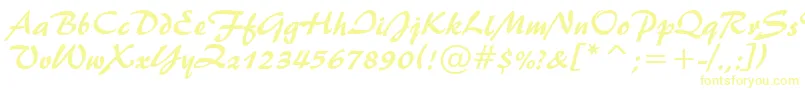 Brush445Bt-Schriftart – Gelbe Schriften auf weißem Hintergrund