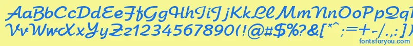 フォントUkArbatBold – 青い文字が黄色の背景にあります。