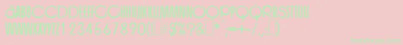 Fonte OrgangrinderRegular – fontes verdes em um fundo rosa