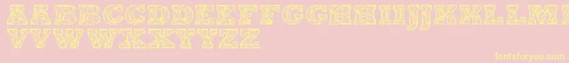 Leaffypersonaluse-Schriftart – Gelbe Schriften auf rosa Hintergrund