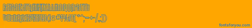 Trn67C-Schriftart – Blaue Schriften auf orangefarbenem Hintergrund