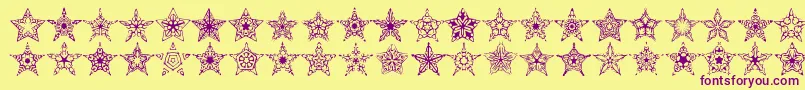 90stars-Schriftart – Violette Schriften auf gelbem Hintergrund