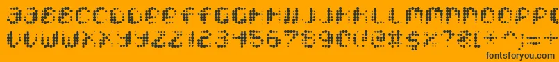 Pixcel-Schriftart – Schwarze Schriften auf orangefarbenem Hintergrund