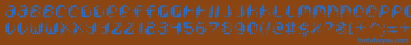 Pixcel-Schriftart – Blaue Schriften auf braunem Hintergrund