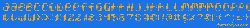 Czcionka Pixcel – pomarańczowe czcionki na niebieskim tle