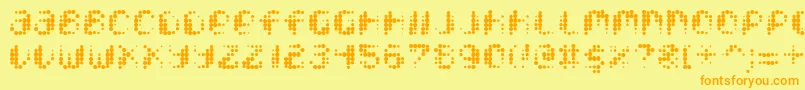フォントPixcel – オレンジの文字が黄色の背景にあります。