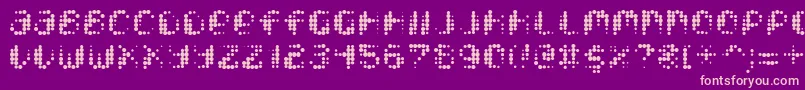 Pixcel-Schriftart – Rosa Schriften auf violettem Hintergrund