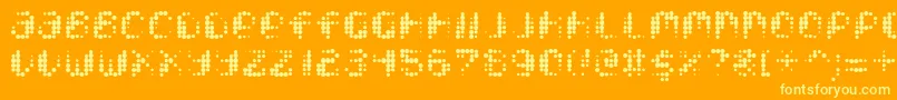 Pixcel-Schriftart – Gelbe Schriften auf orangefarbenem Hintergrund