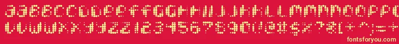 Pixcel-fontti – keltaiset fontit punaisella taustalla