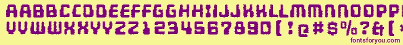 MultivacInterference-Schriftart – Violette Schriften auf gelbem Hintergrund