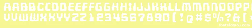 MultivacInterference-Schriftart – Weiße Schriften auf gelbem Hintergrund