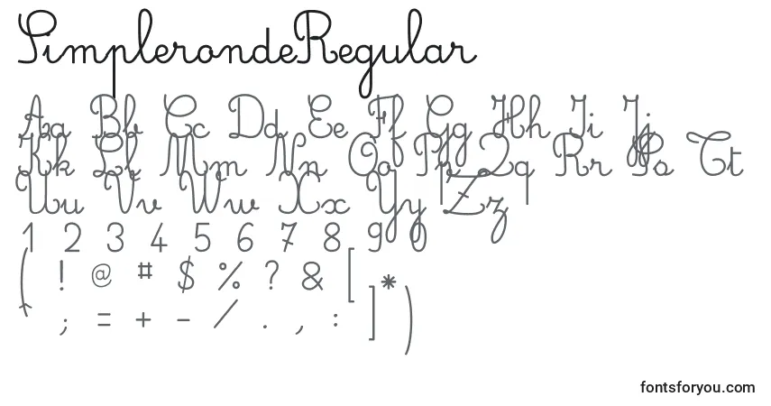 Schriftart SimplerondeRegular – Alphabet, Zahlen, spezielle Symbole