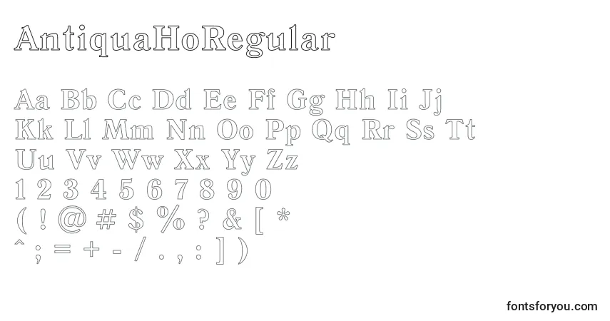 A fonte AntiquaHoRegular – alfabeto, números, caracteres especiais