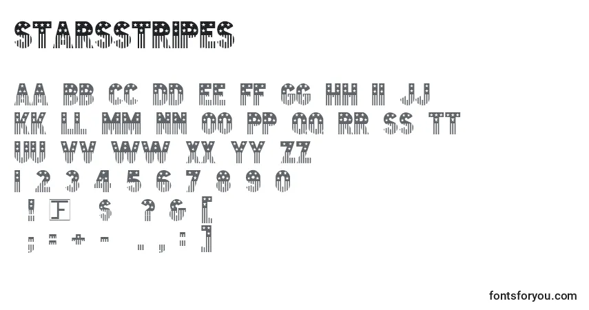 Шрифт StarsStripes – алфавит, цифры, специальные символы