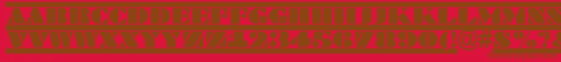 BraggatituldcfrRegular-Schriftart – Braune Schriften auf rotem Hintergrund