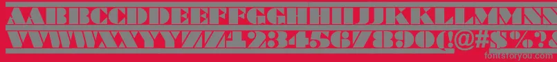 フォントBraggatituldcfrRegular – 赤い背景に灰色の文字