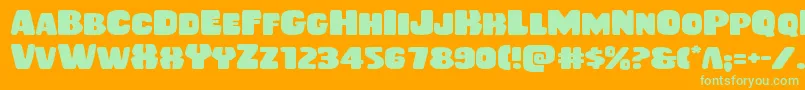 Rubberboyexpand-Schriftart – Grüne Schriften auf orangefarbenem Hintergrund