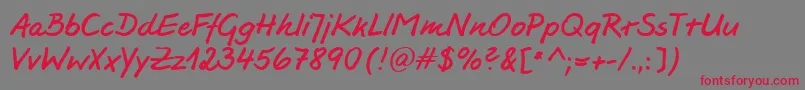 フォントHwJesco3Db – 赤い文字の灰色の背景