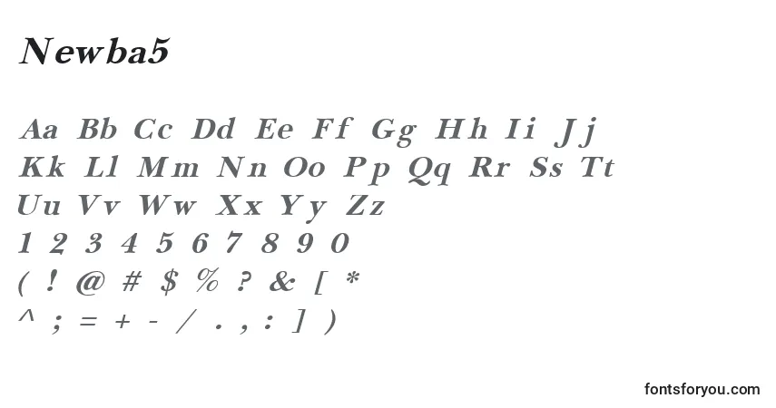 A fonte Newba5 – alfabeto, números, caracteres especiais