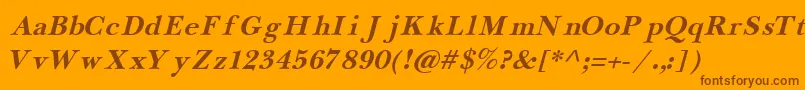 Fonte Newba5 – fontes marrons em um fundo laranja