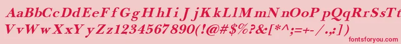 Fonte Newba5 – fontes vermelhas em um fundo rosa