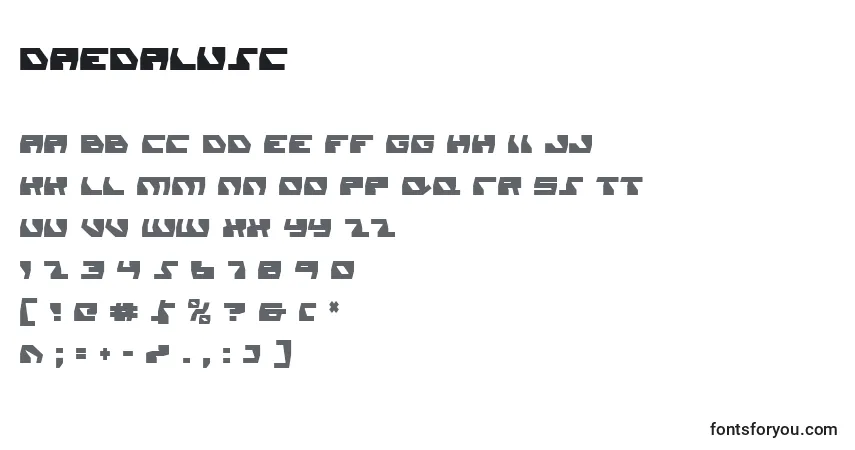 Czcionka Daedalusc – alfabet, cyfry, specjalne znaki