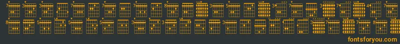 フォントFarhatAcordes – 黒い背景にオレンジの文字