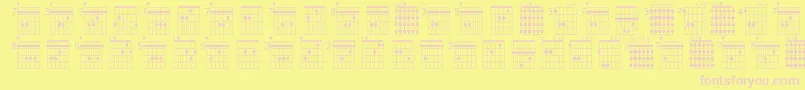 フォントFarhatAcordes – ピンクのフォント、黄色の背景