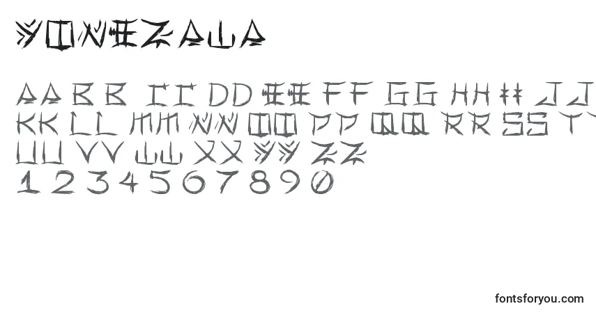 Yonezawa-fontti – aakkoset, numerot, erikoismerkit