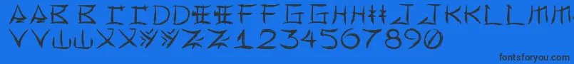 Yonezawa Font – Black Fonts on Blue Background