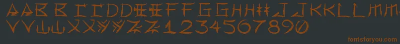 Yonezawa-fontti – ruskeat fontit mustalla taustalla