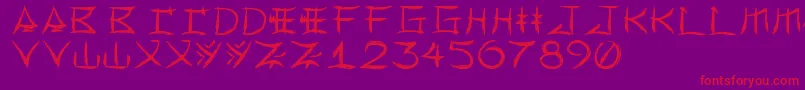 Yonezawa-Schriftart – Rote Schriften auf violettem Hintergrund