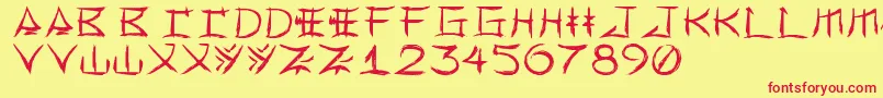 Yonezawa Font – Red Fonts on Yellow Background