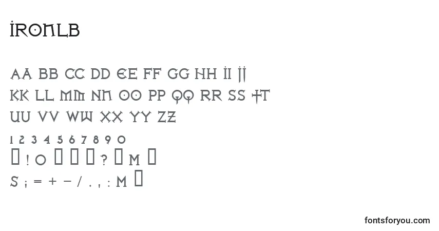 Schriftart Ironlb – Alphabet, Zahlen, spezielle Symbole