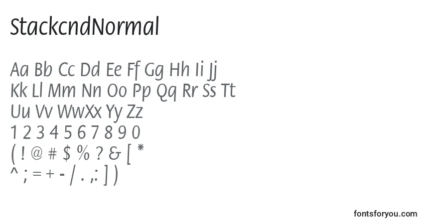 Czcionka StackcndNormal – alfabet, cyfry, specjalne znaki