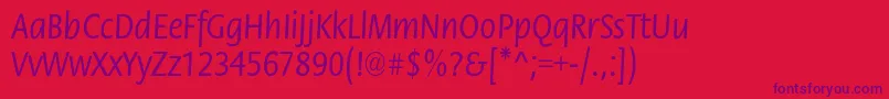 StackcndNormal Font – Purple Fonts on Red Background