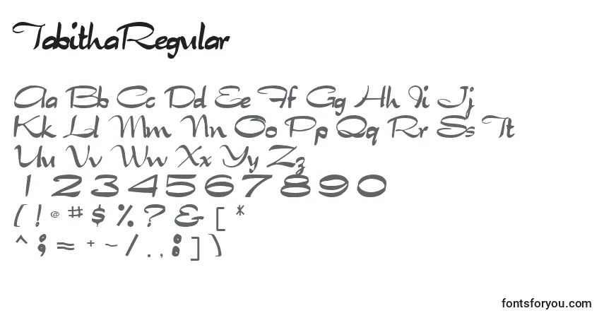 Czcionka TabithaRegular – alfabet, cyfry, specjalne znaki