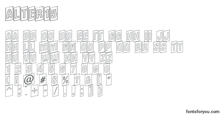 A fonte Alter15 – alfabeto, números, caracteres especiais