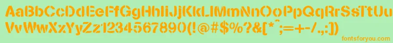 StenciliaBold Font – Orange Fonts on Green Background