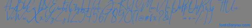 BrilliantSignature1Slant Font – Blue Fonts on Gray Background