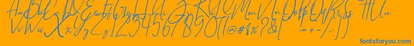 BrilliantSignature1Slant-Schriftart – Blaue Schriften auf orangefarbenem Hintergrund