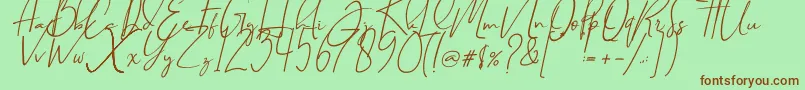 BrilliantSignature1Slant-Schriftart – Braune Schriften auf grünem Hintergrund