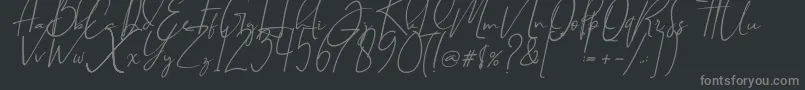 フォントBrilliantSignature1Slant – 黒い背景に灰色の文字