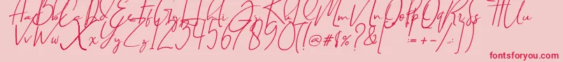 BrilliantSignature1Slant Font – Red Fonts on Pink Background