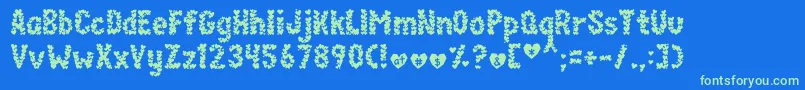 Paperhearts Font – Green Fonts on Blue Background