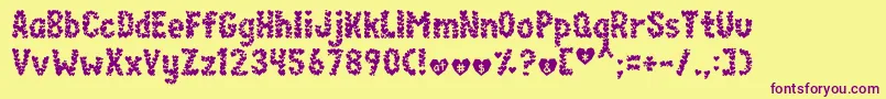 Paperhearts Font – Purple Fonts on Yellow Background