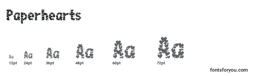 Größen der Schriftart Paperhearts (64037)