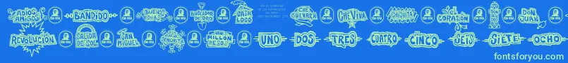 fuente CheVivaBanana – Fuentes Verdes Sobre Fondo Azul