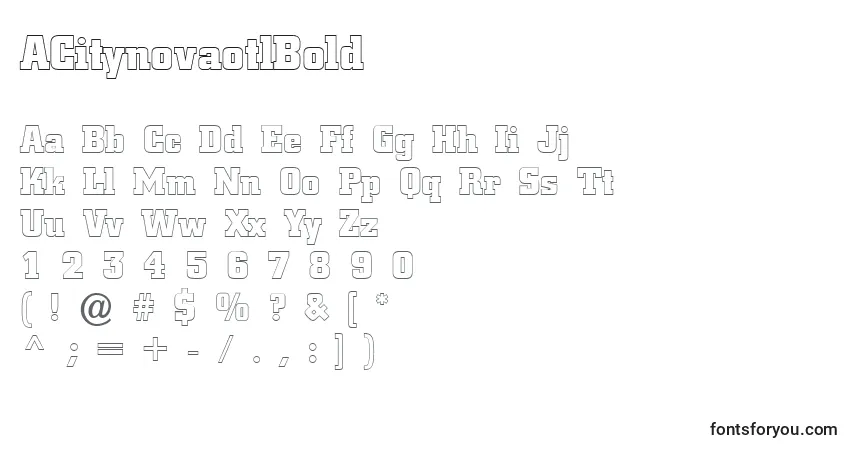 Czcionka ACitynovaotlBold – alfabet, cyfry, specjalne znaki